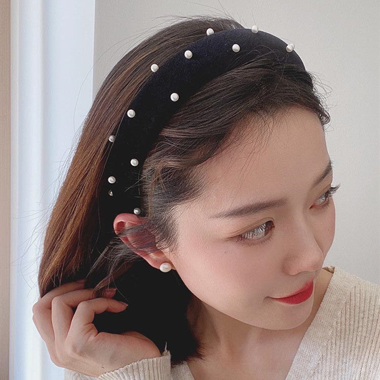 Black Velvet Pearl Headband