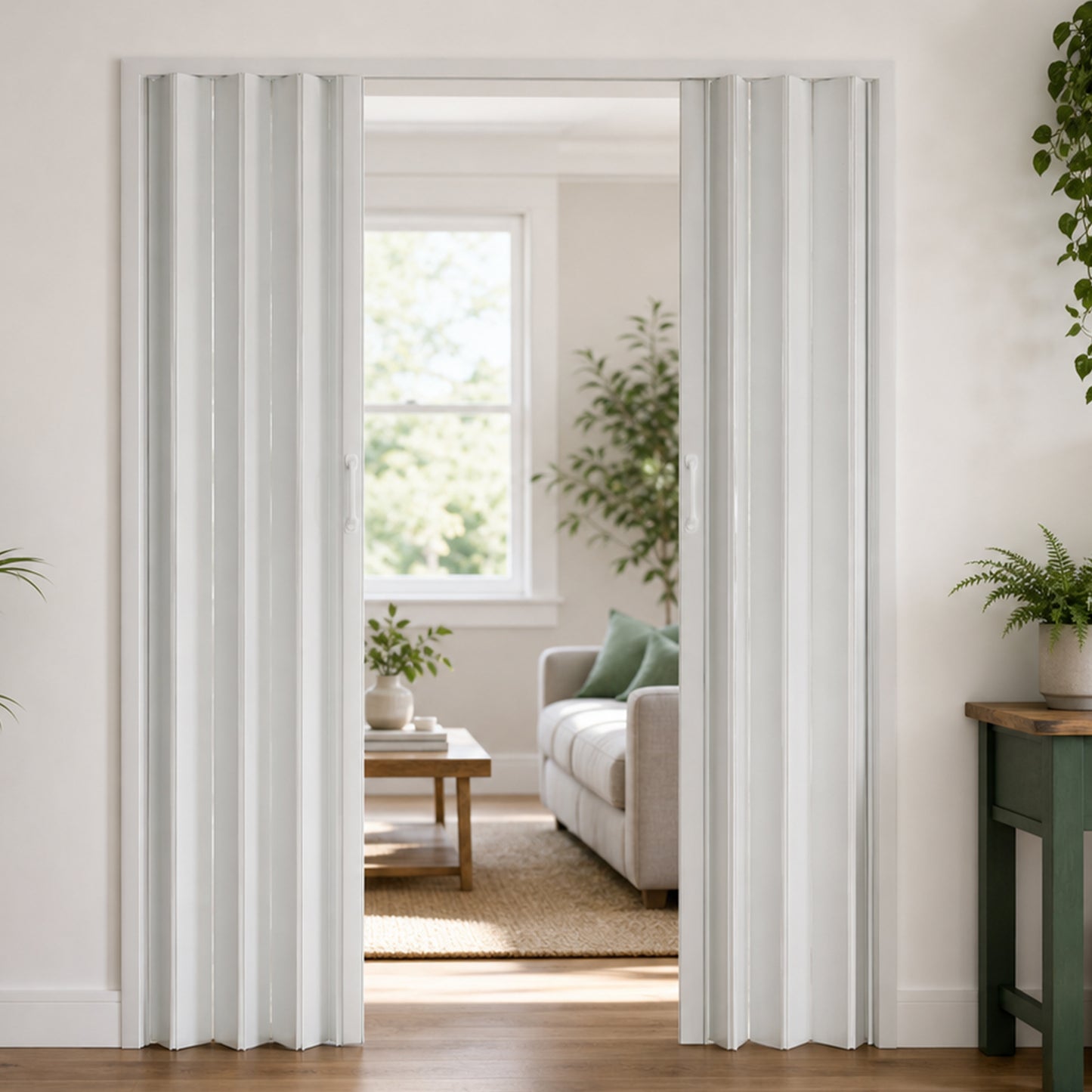 PVC Accordion Folding Door - Heavy Duty Room Divider, White