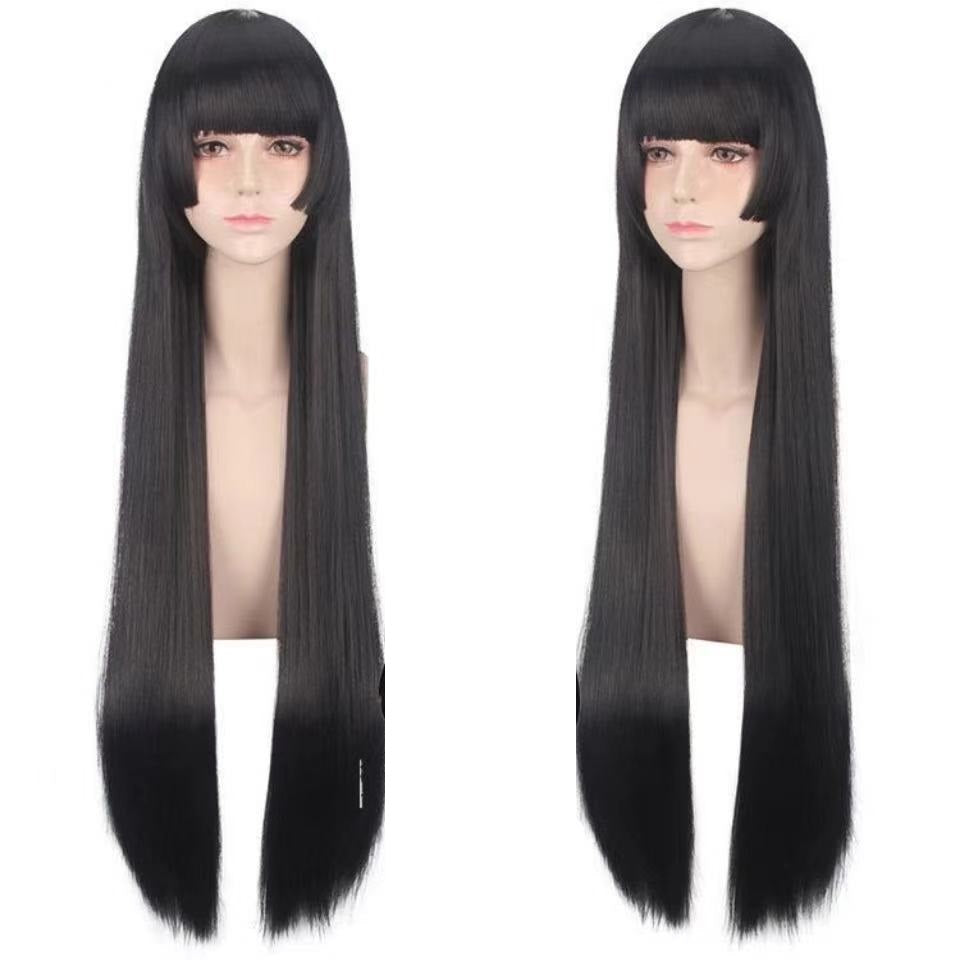 Natural Black Full-Head Wig for Women - 70cm High-Temperature Fiber
