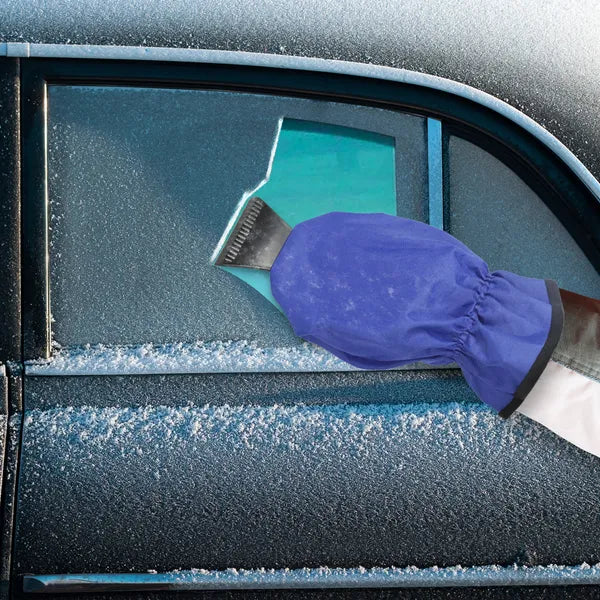 Ice Scraper Glove with Fleece Lining for Snow and Ice Removal - Purple