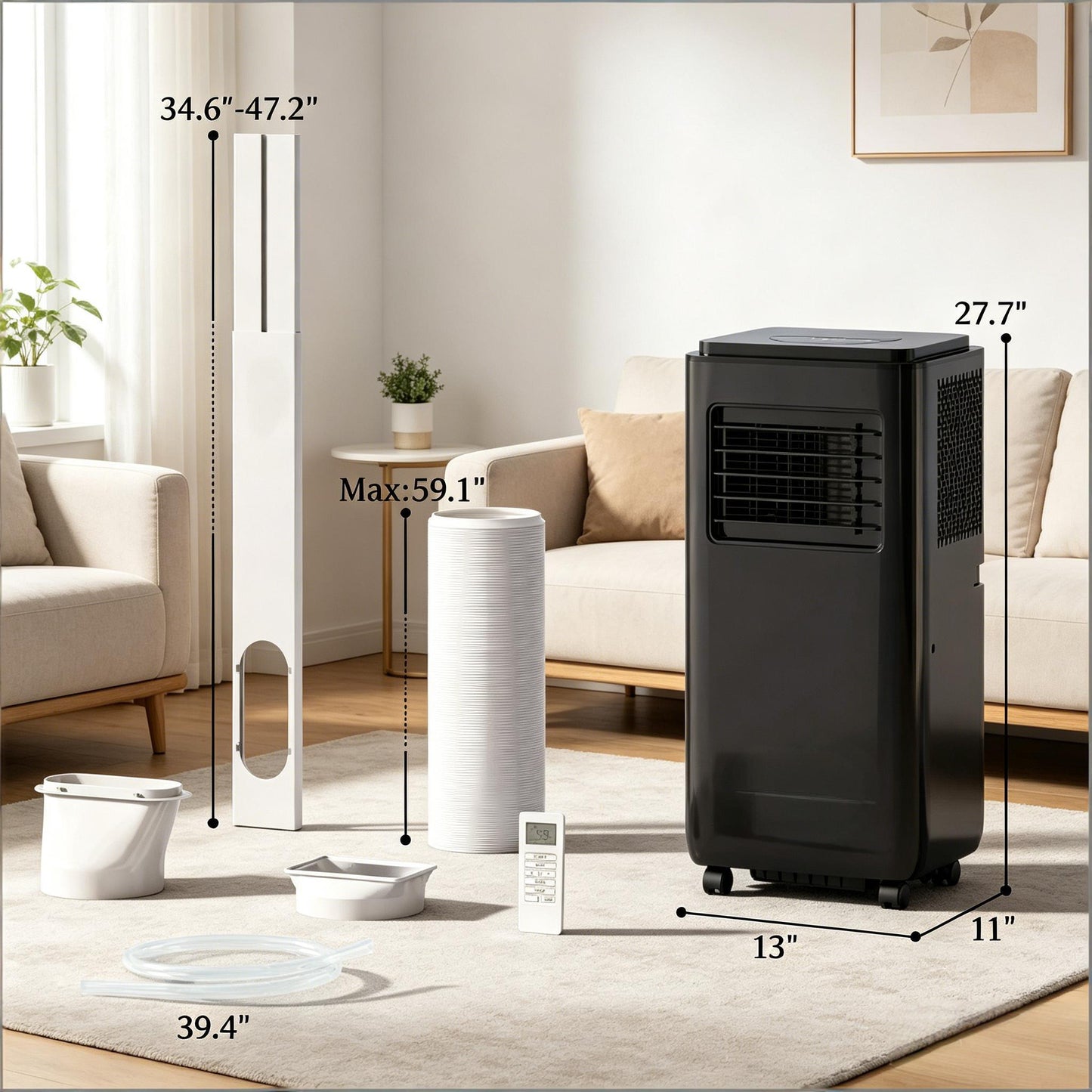 Portable Air Conditioner with Five Modes - Black