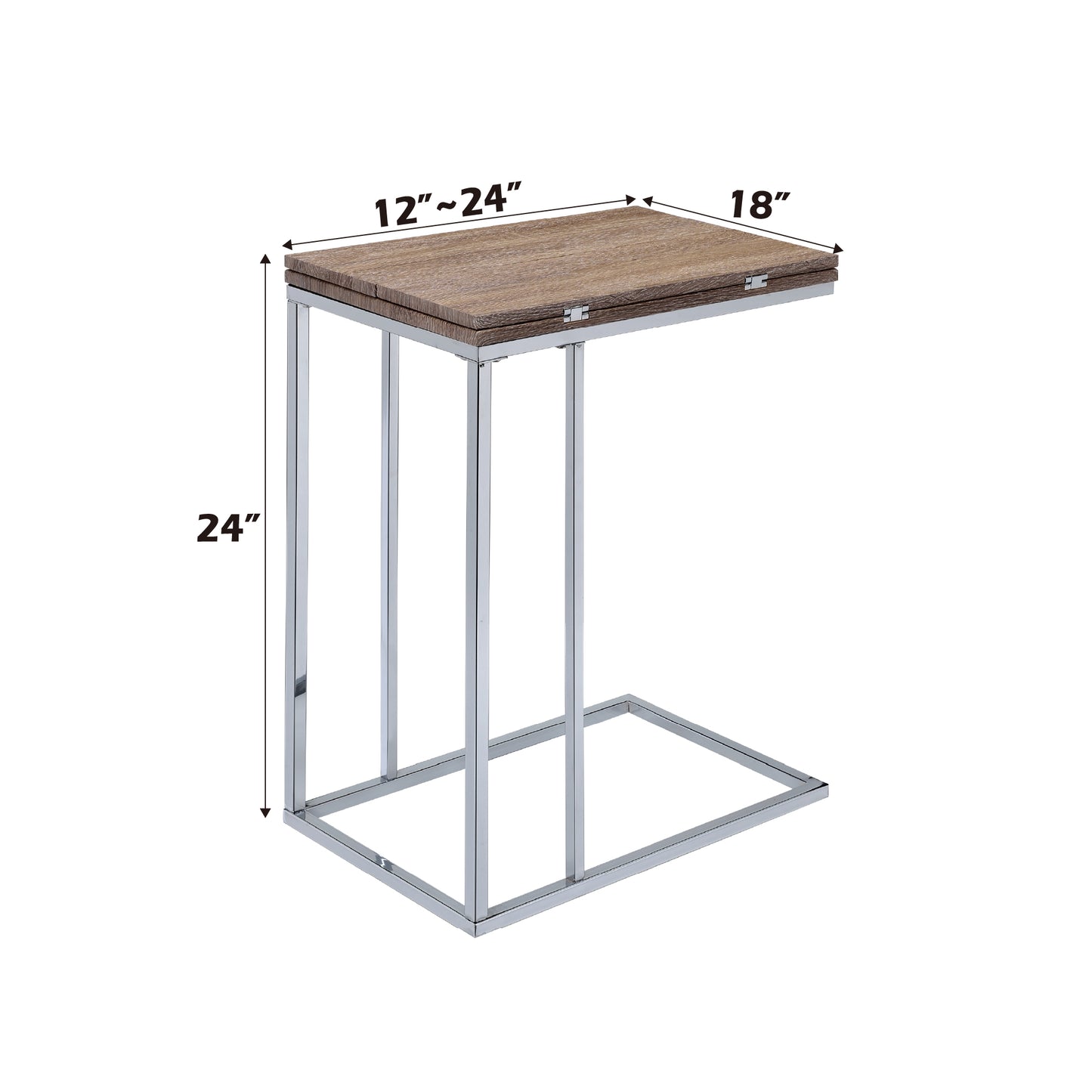 Accent Table with Weathered Oak and Chrome Finish - 24"