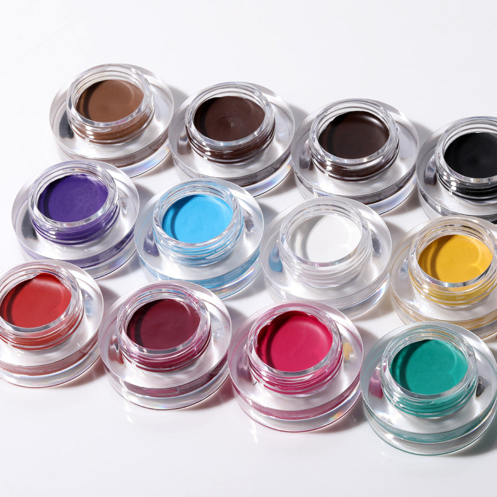 Waterproof Long-Lasting Eyebrow Cream Set - 12 Colors with Brush