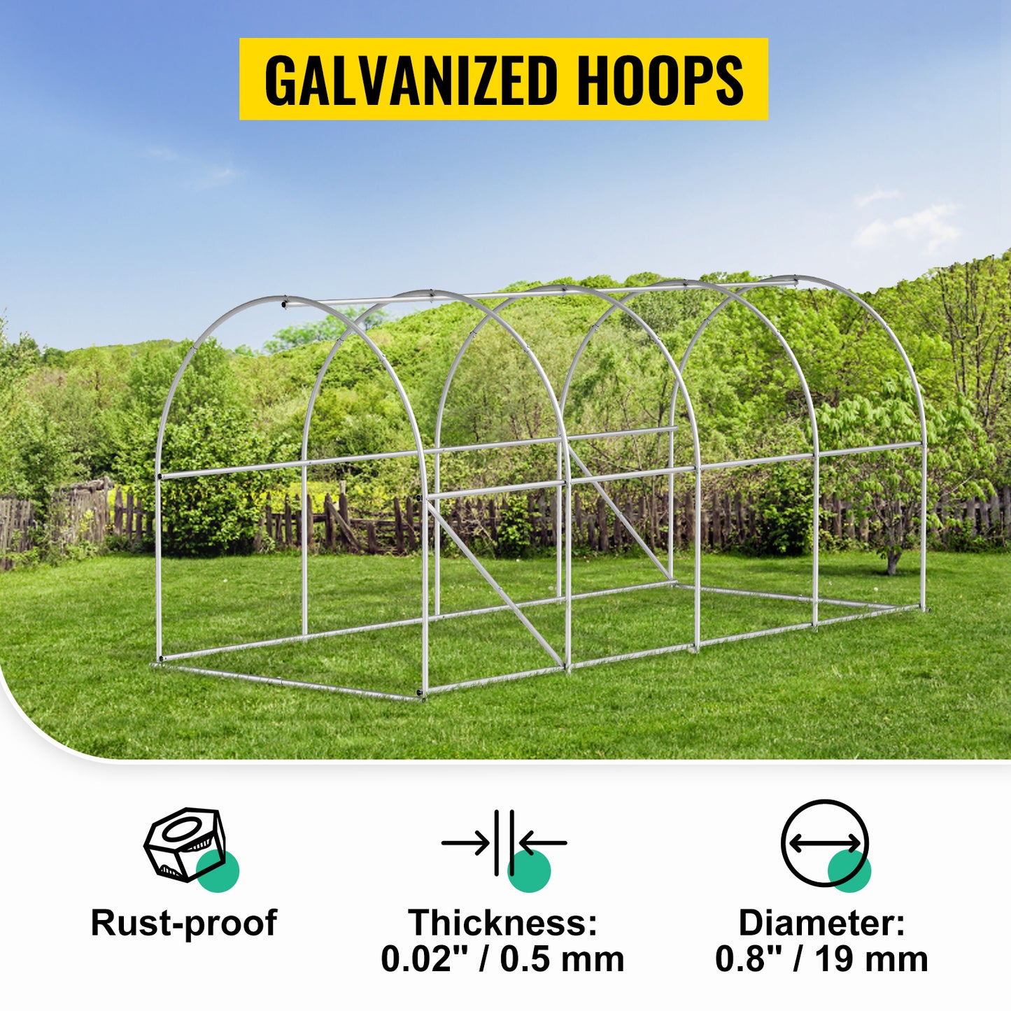 Walk-in Tunnel Greenhouse 15x7x7 ft Portable Garden Hot House with Steel Hoops