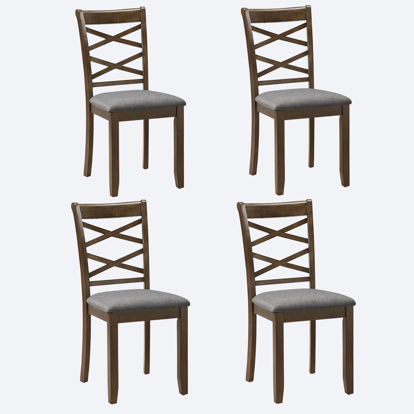 Walnut Dining Chairs Set of 4 - Upholstered Kitchen Chairs