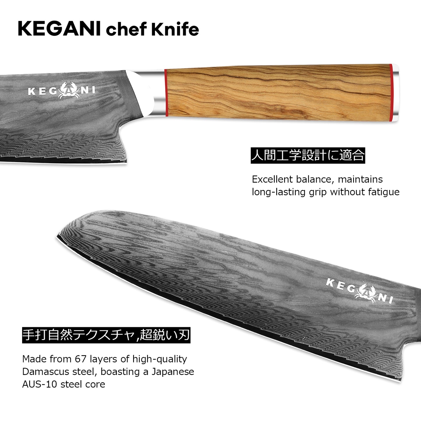 Kiritsuke Knife - 8 Inch Professional Japanese Chef Knife, Damascus Steel, Ultra-Sharp Blade