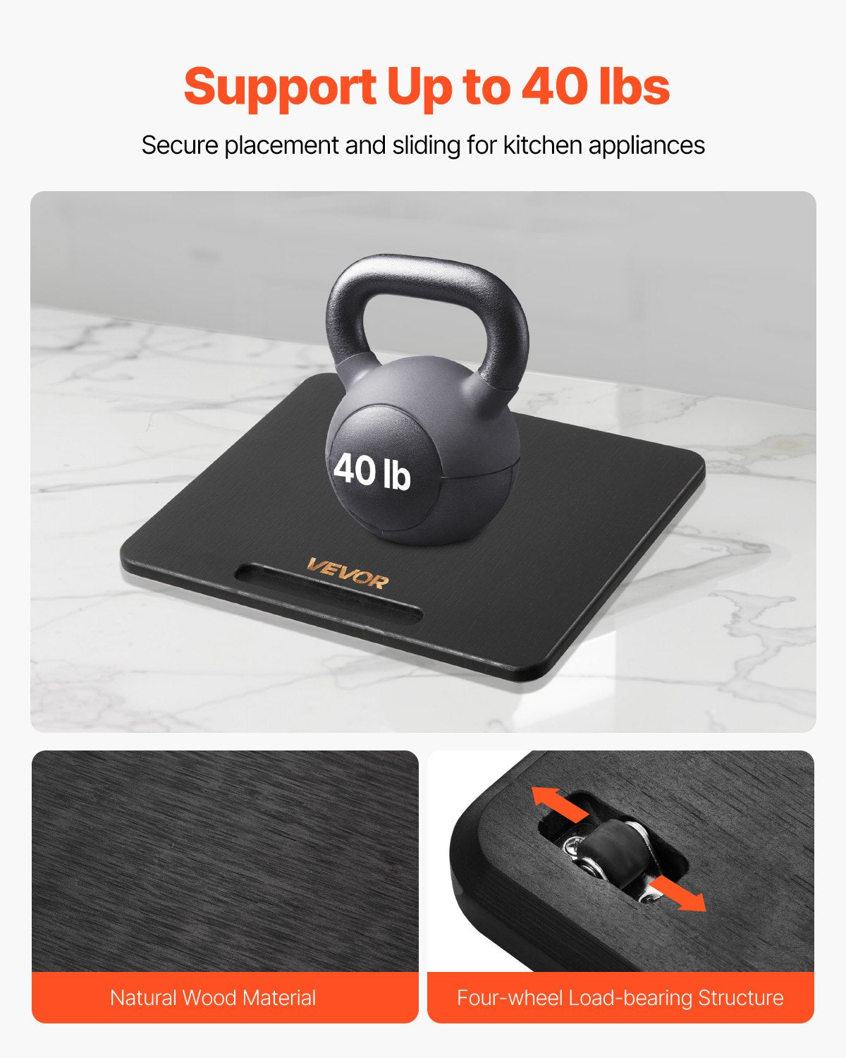 Black Appliance Slider 10.5 x 13 Inch Sliding Tray for Heavy Kitchen Appliances