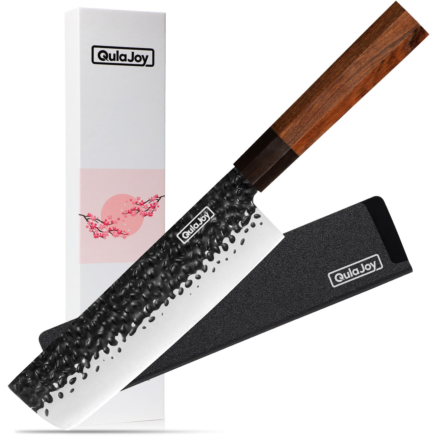 Professional Japanese Santoku Knife - 9Cr18Mov Blade, Rosewood Handle