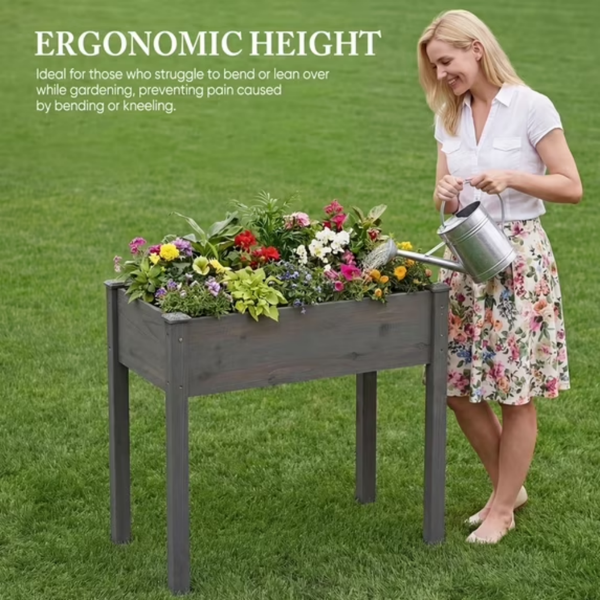 Cedar Garden Bed with Non-Woven Liner and Drainage - 34x18x30 Inches