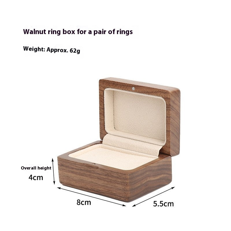 Wooden Ring Box - Solid Walnut or Cherrywood Jewelry Storage Case - Portable Exquisite Design