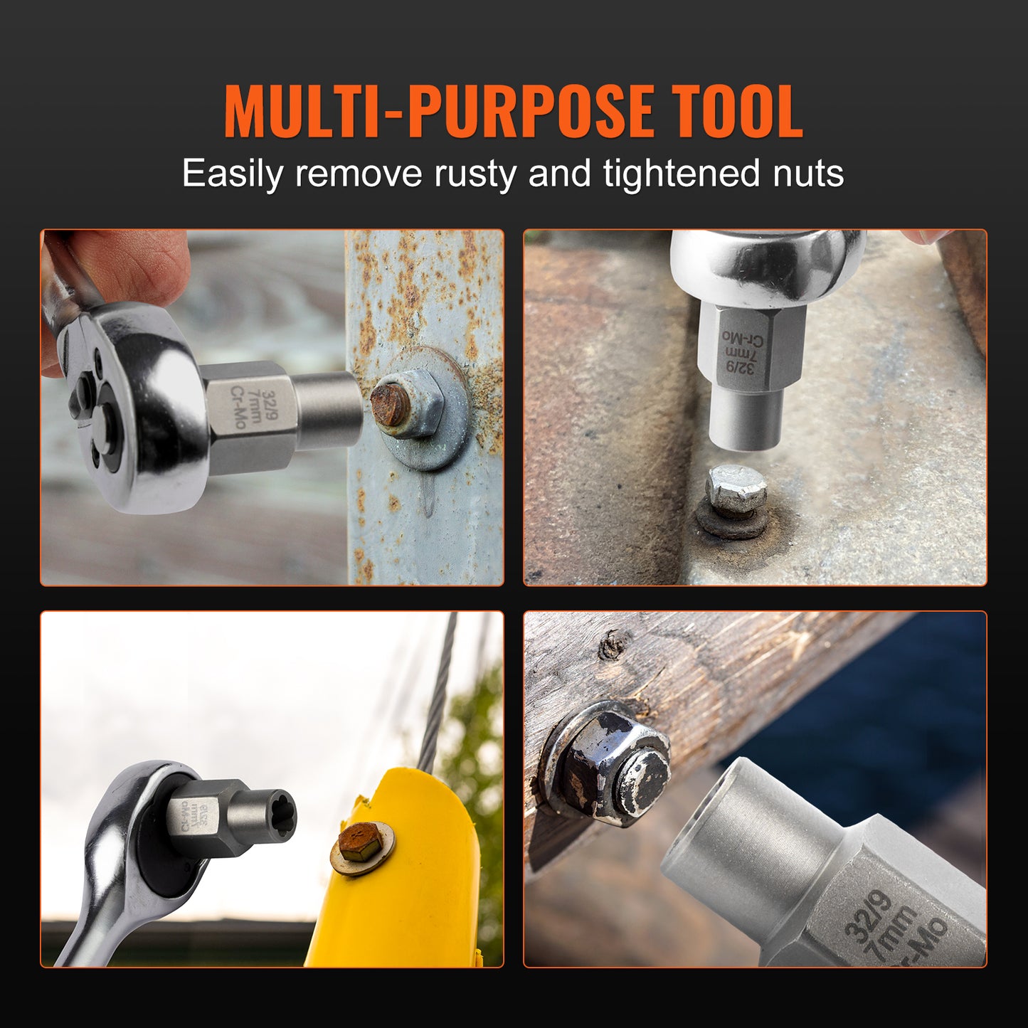 29-Piece Bolt Extractor Set for Damaged Rusted Bolts and Nuts - Steel Socket Wrench Kit
