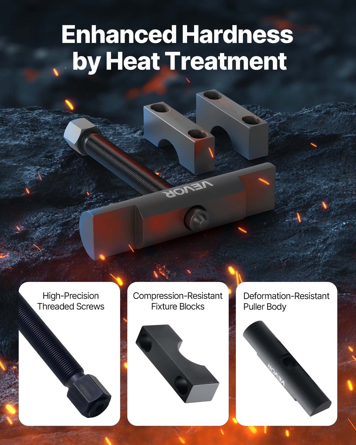 Heavy Duty Vehicle Yoke Puller Kit for Class 6-8 Trucks - Compatible with Kenworth, Peterbilt, Freightliner, Mack, Volvo