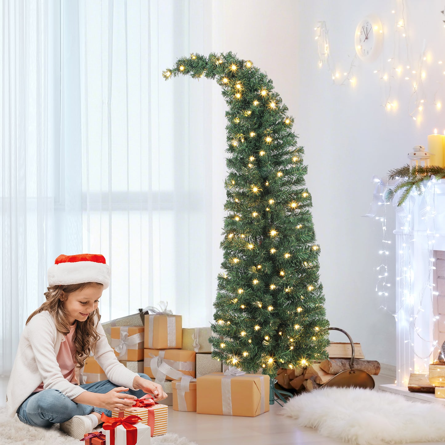 5 ft Prelit Slim Christmas Tree with 100 LEDs - Green