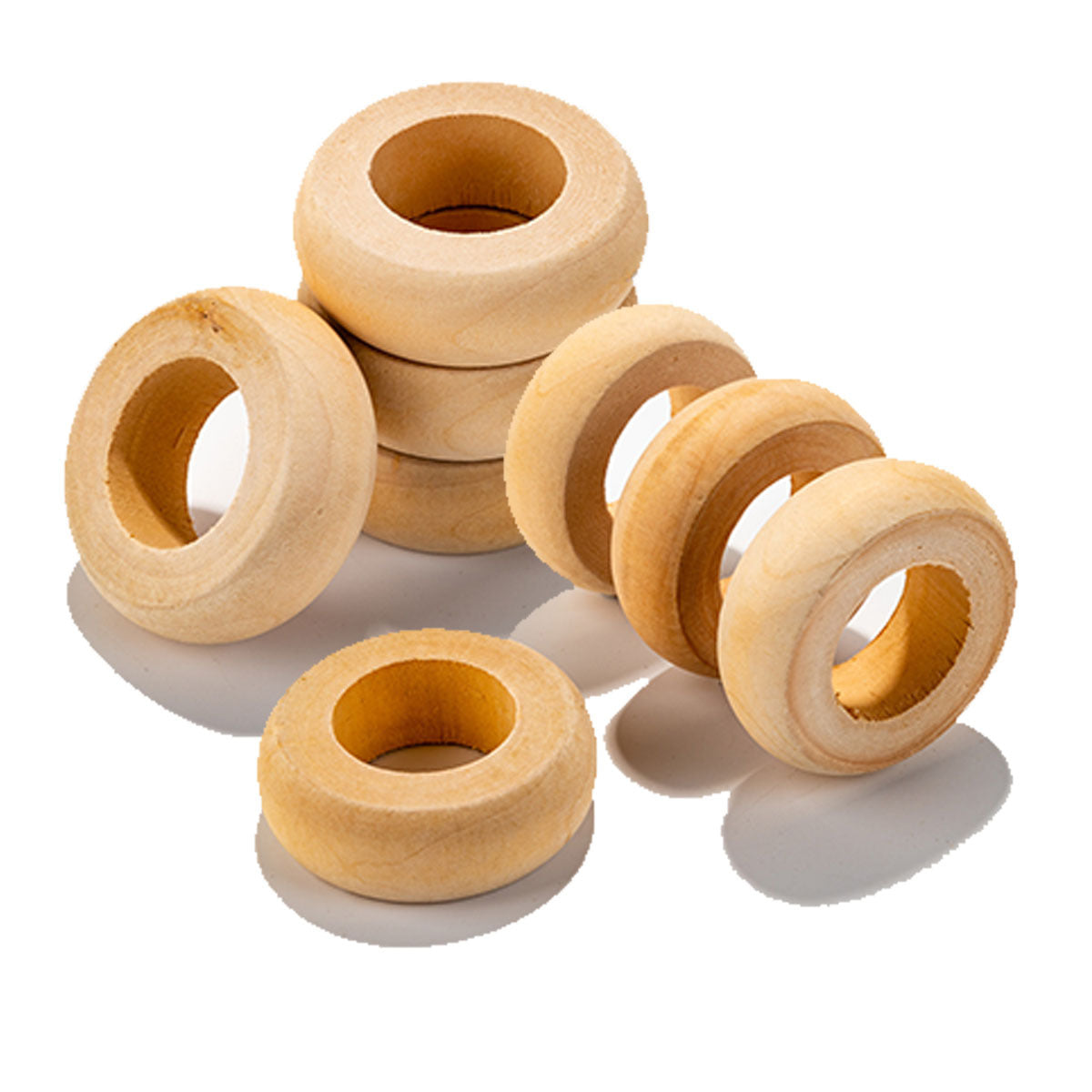Set of 10 Wooden Napkin Rings - Decorative Kitchen Table Accessories