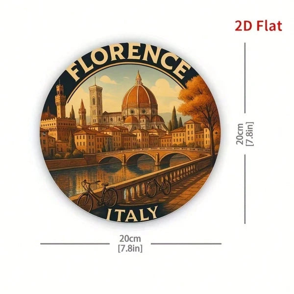 Florence Cityscape Metal Wall Art Sign - Vibrant Duomo Design