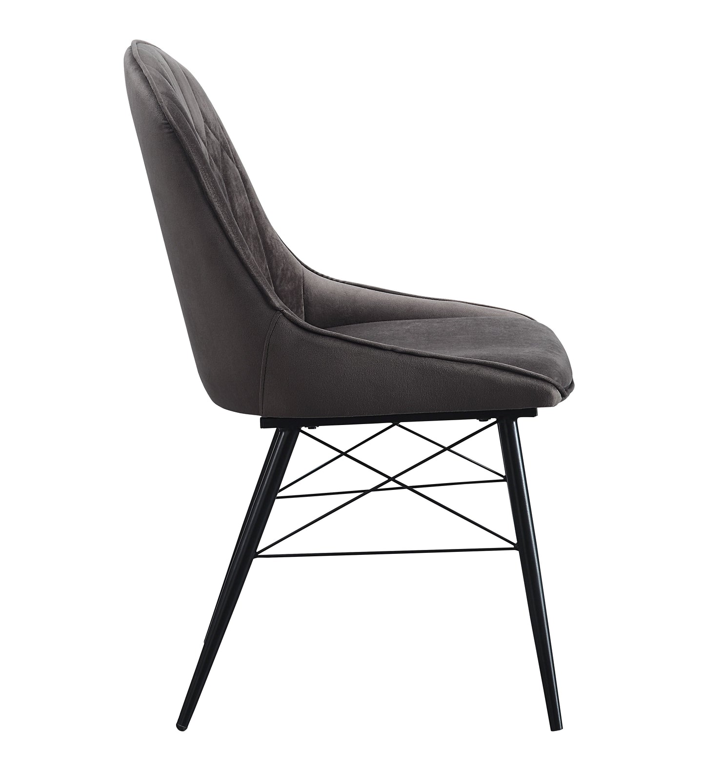 Set of 2 Dark Gray Fabric Side Chairs with Black Finish