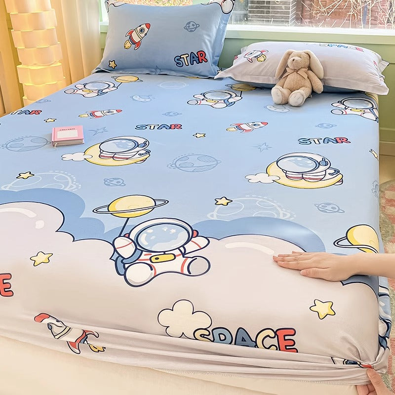 Kids Cartoon Cotton Fitted Bed Sheet - Multiple Sizes & Patterns