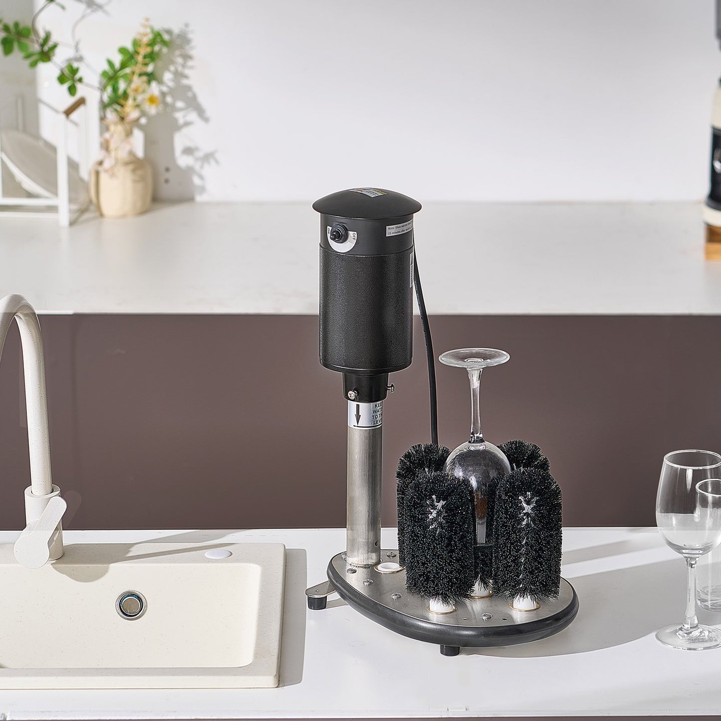 Electric Glass Washer 5-Brush Bar for Wine Glasses - Fast, Efficient Clean