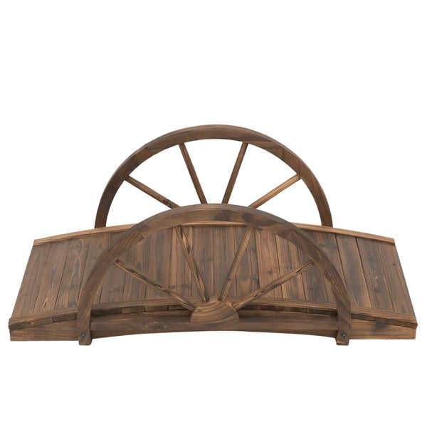 Wooden Garden Bridge 3.3ft Outdoor Arched Footbridge with Weather-Resistant Fir Wood