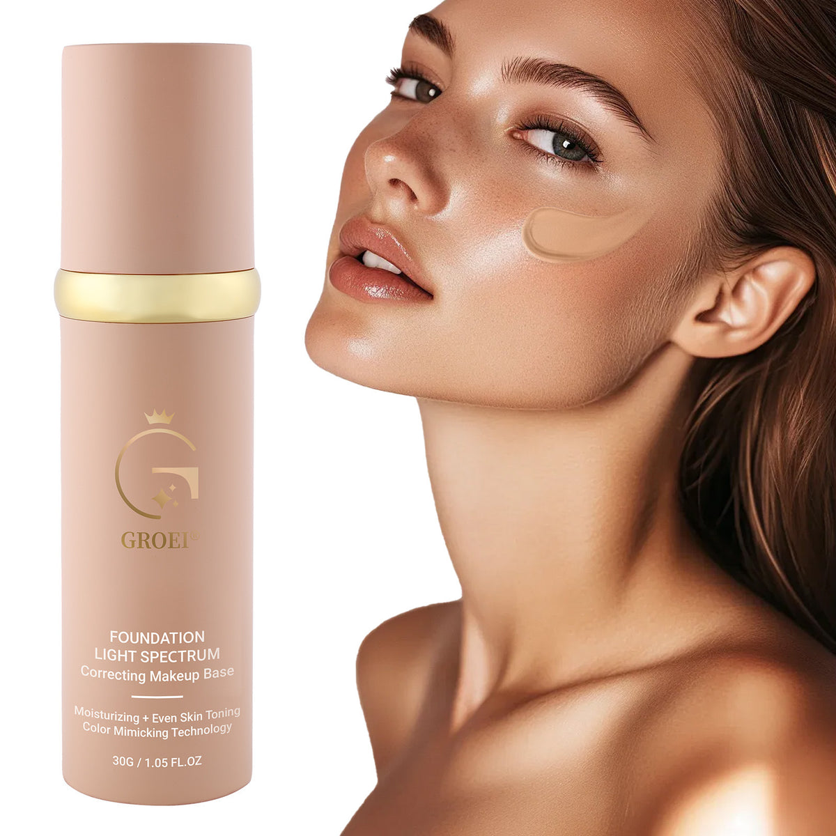 Waterproof Face Foundation with Concealer & Moisturizer 30ml - Durable Smear-Proof Makeup