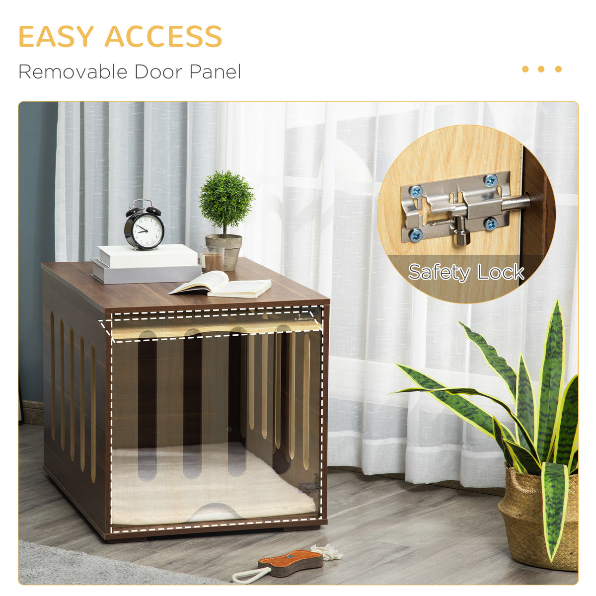 Furniture Style Dog Crate End Table with Removable Foam Cushion - Brown