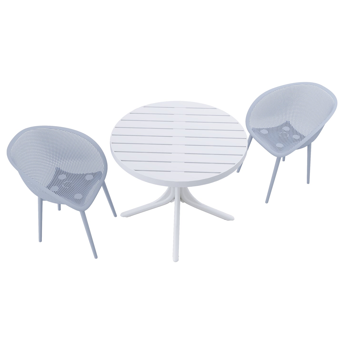 Light Blue Modern Lounge Chairs & Round Table Set - 2-Pack