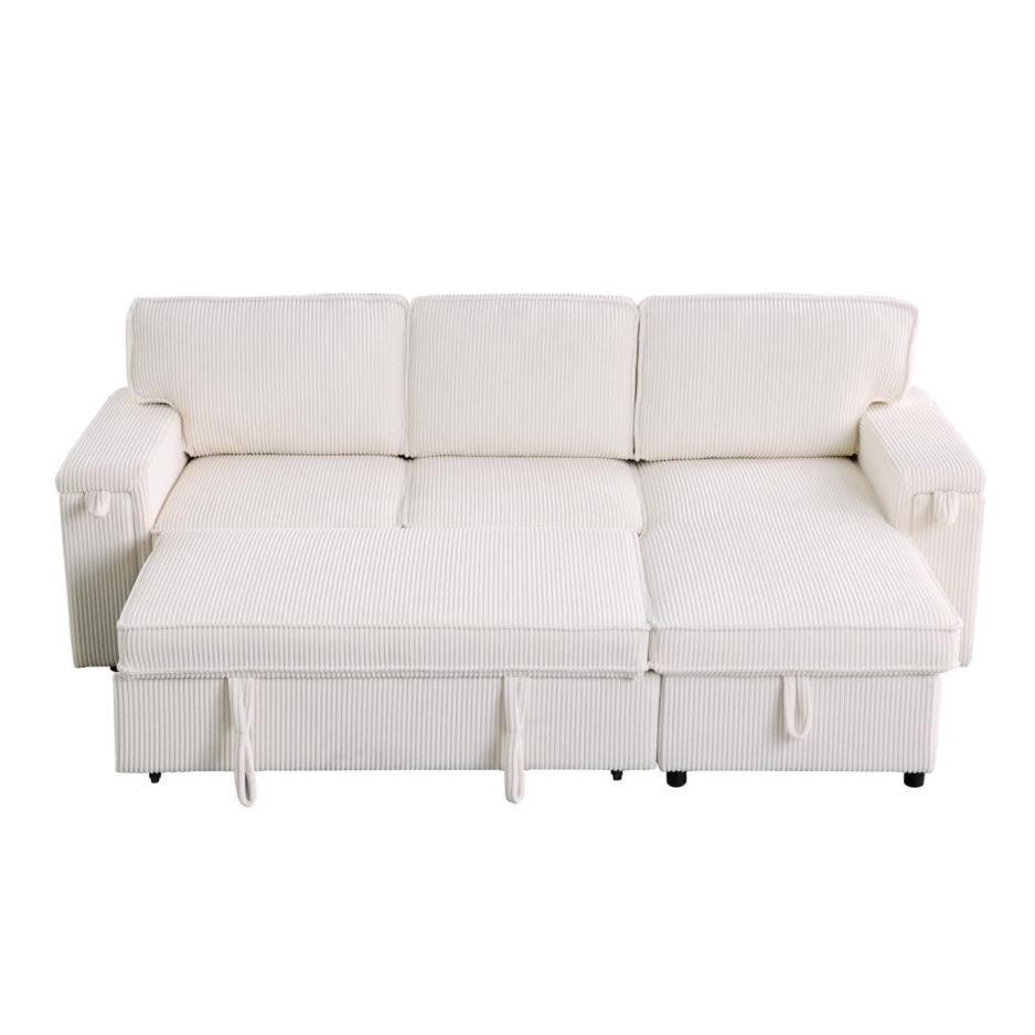 Upholstery Sleeper Sectional Sofa with Storage - Beige