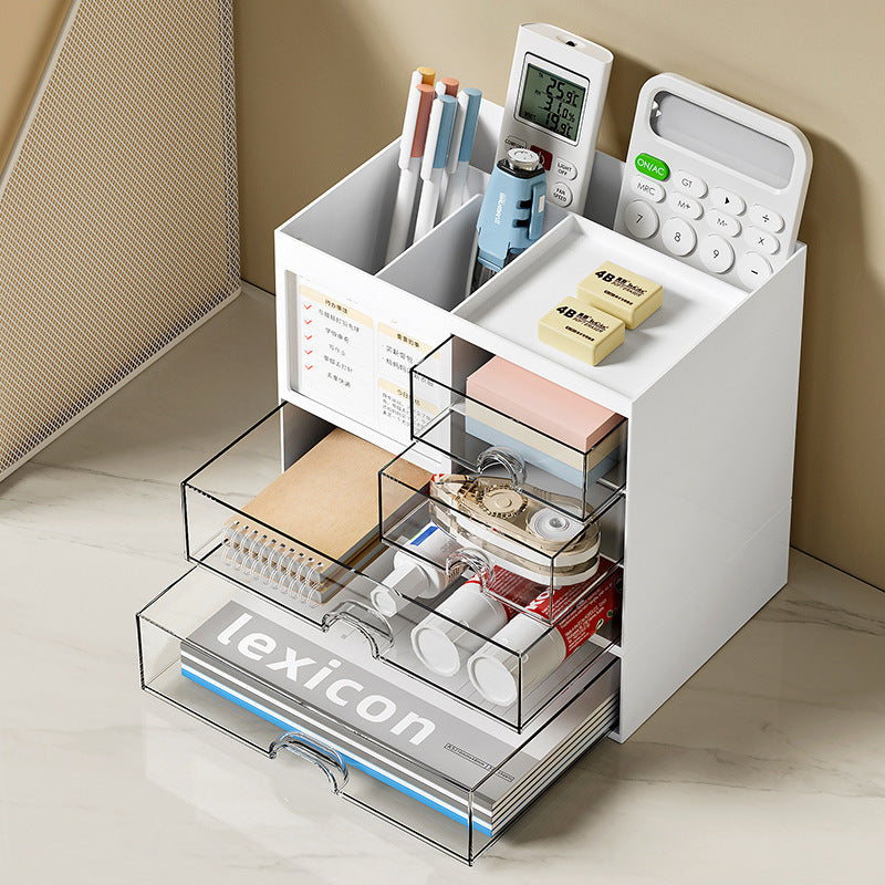 Multi-Functional Transparent Drawer Pen Holder Organizer with Dividers