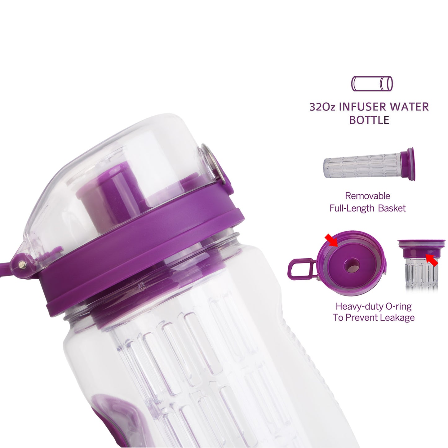 Fruit Infuser Water Bottle - 32oz Portable Juice Shaker