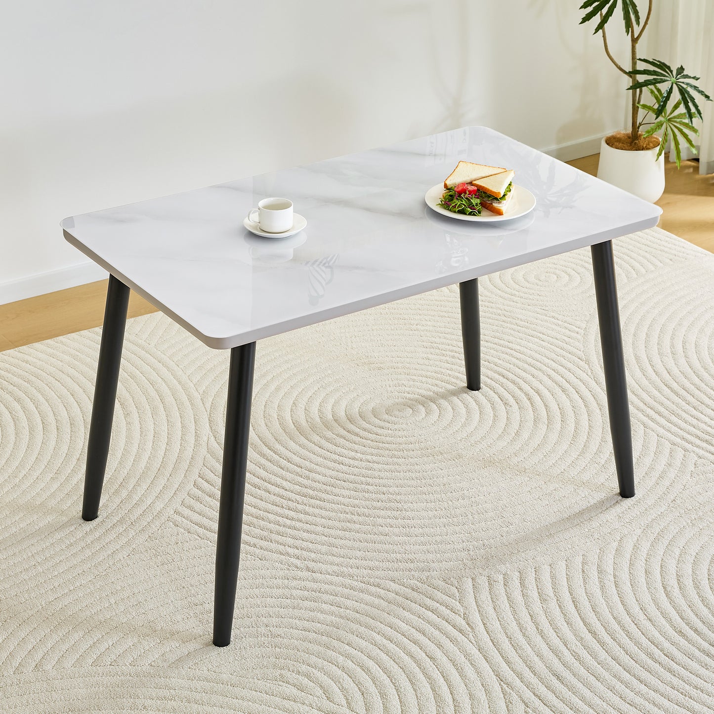 Modern Minimalist Rectangular Dining Table,suitable For 4-6