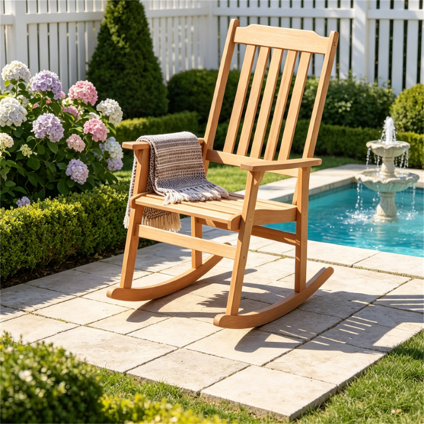 Acacia Wood Outdoor Rocking Chair - Heavy Duty 400LBS Capacity