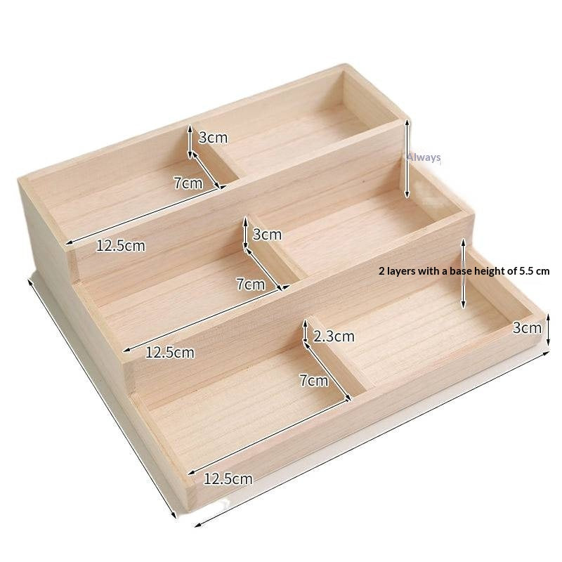 Multi-Layer Solid Wood Display Rack with Step Style for Home & Office Storage