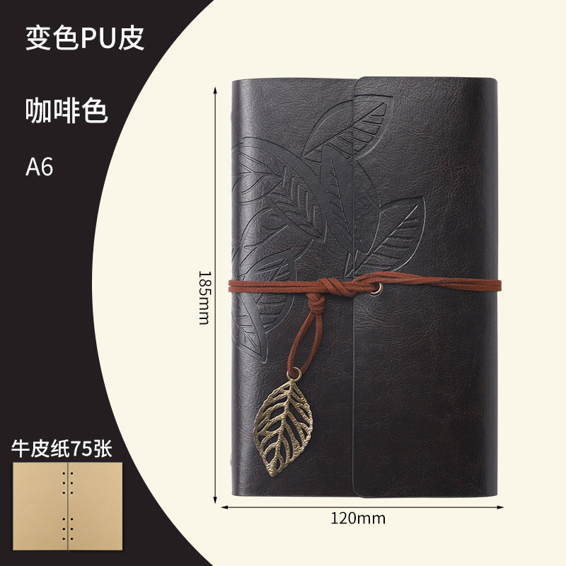 Vintage Travel Notebook - Loose Leaf Diary with Imitation Leather Cover