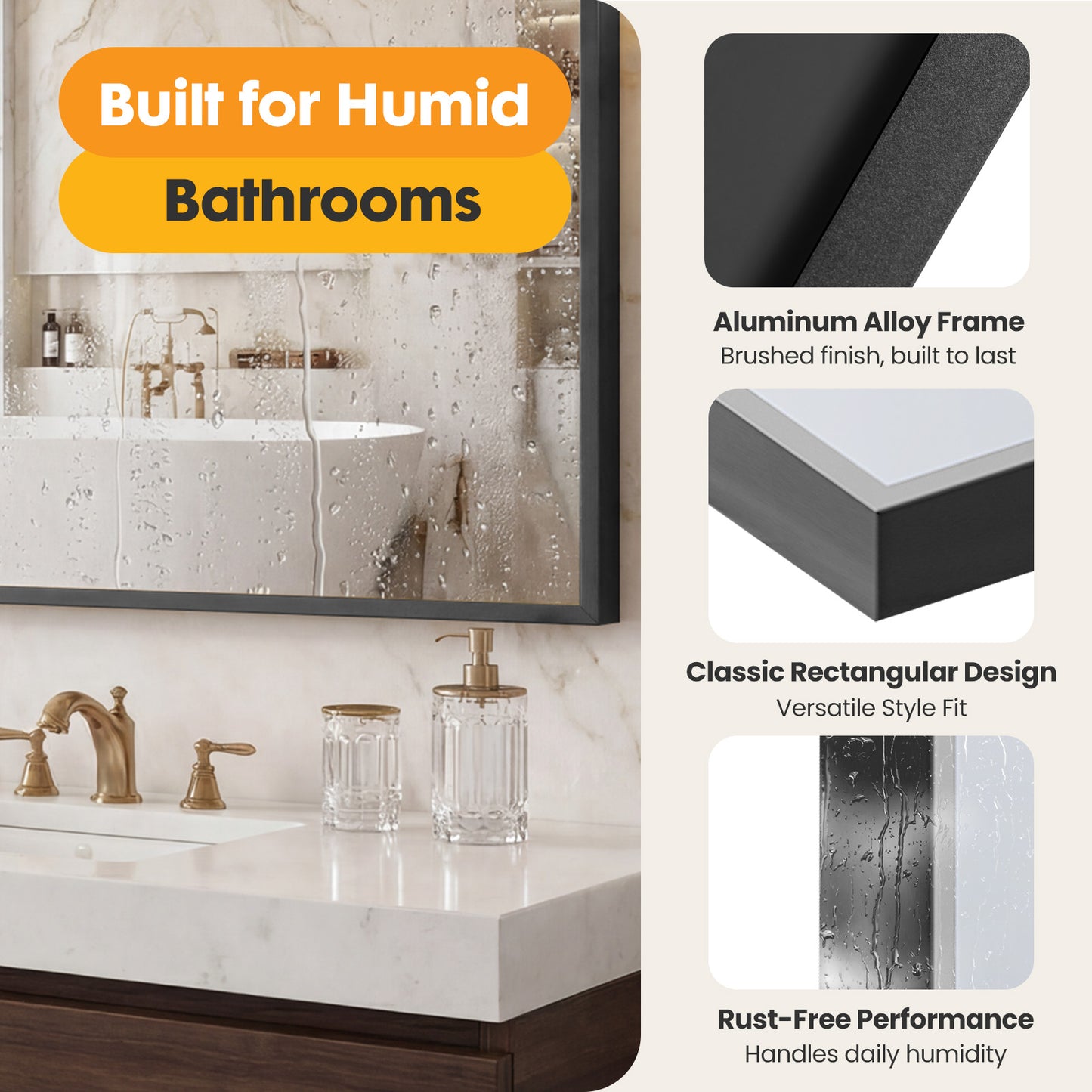 Above The Countertop, There Is A Rectangular Wall-mounted Bathroom