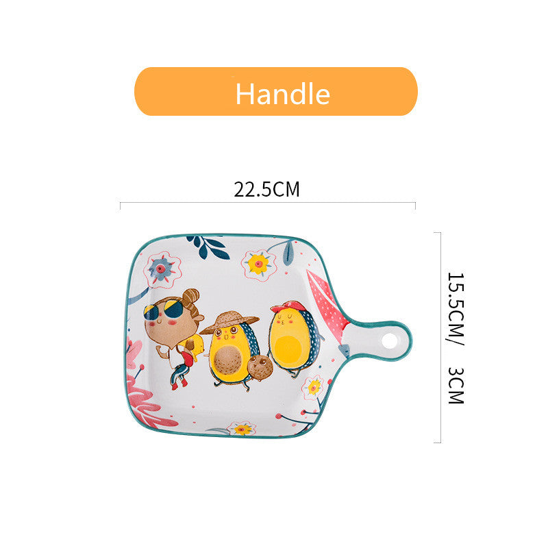 Ceramic Tableware Set with Rainforest Pattern - Nordic Style Dinnerware Collection