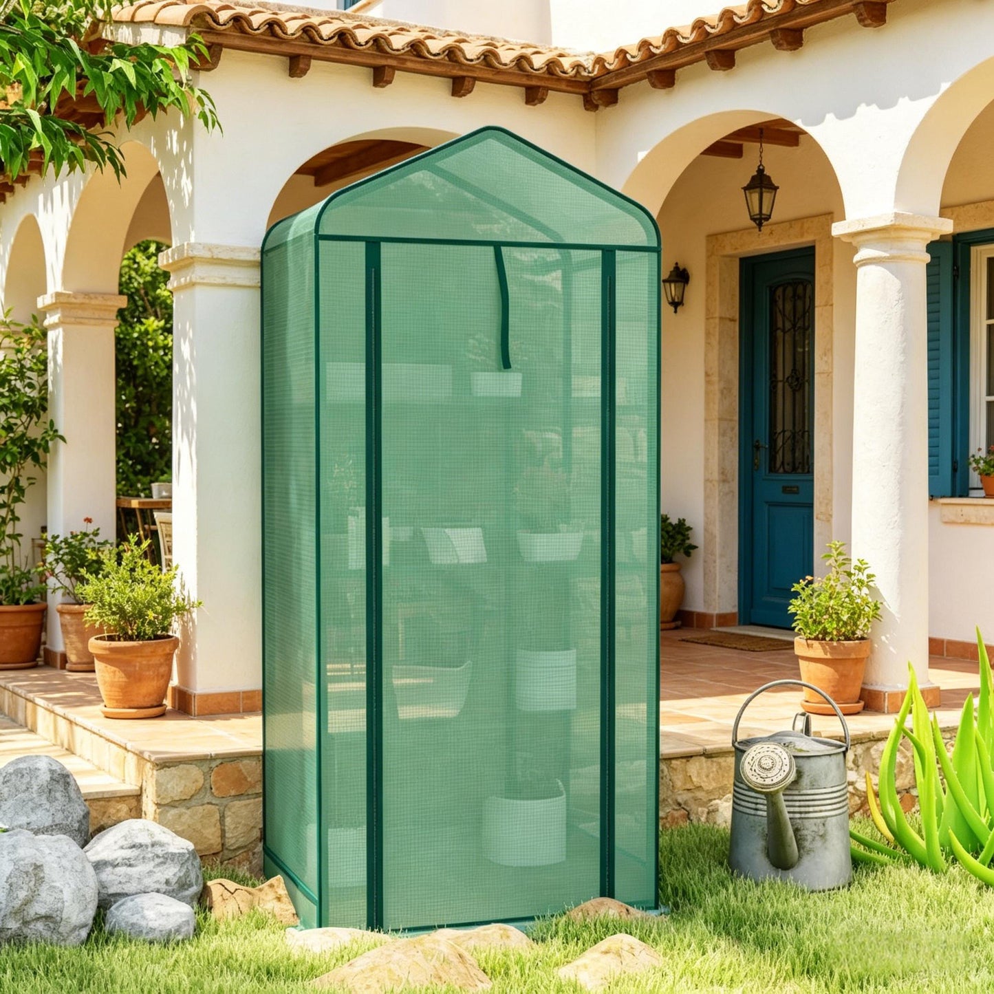 Portable Mini Greenhouse for Garden - Green & Dark Green