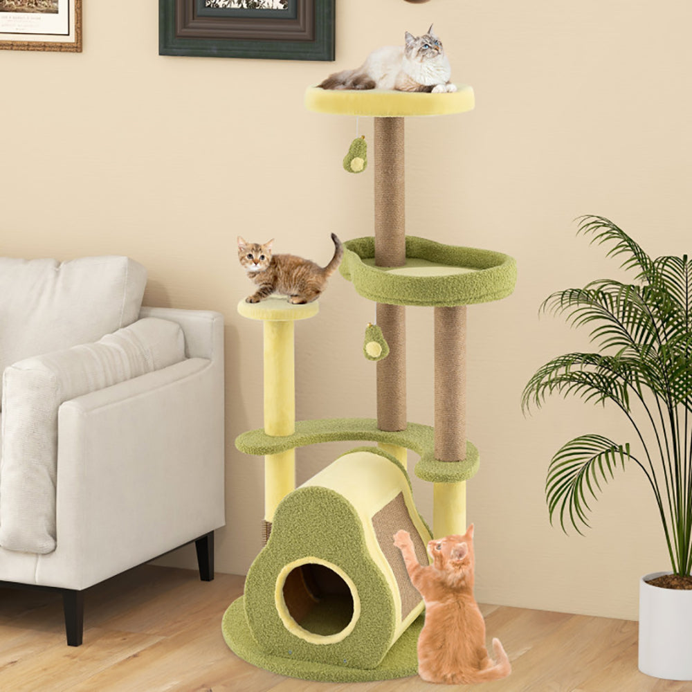 Freestanding Multi-Level Cat Tower with Private Condo & Avocado-Shaped Platform