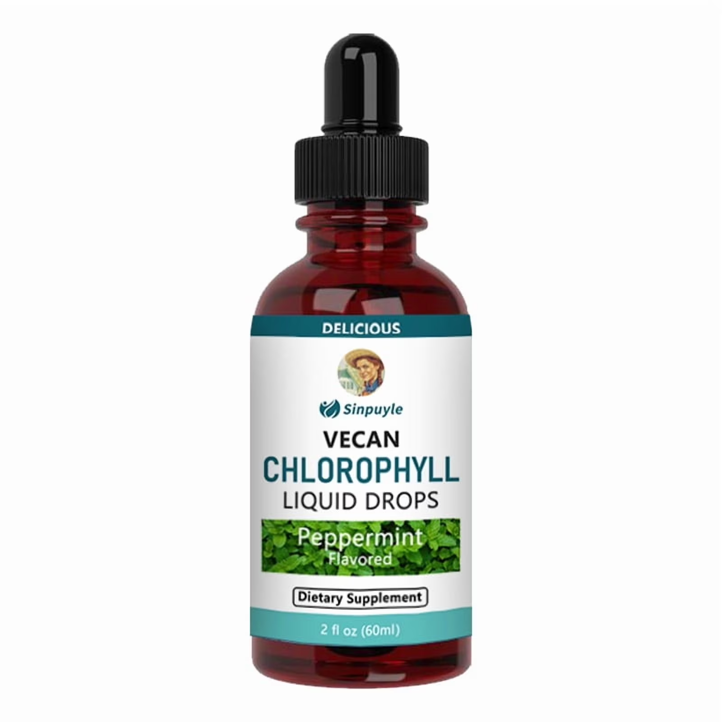 Vegan Chlorophyll Liquid Drops - Peppermint Flavored Detox Supplement 60ml