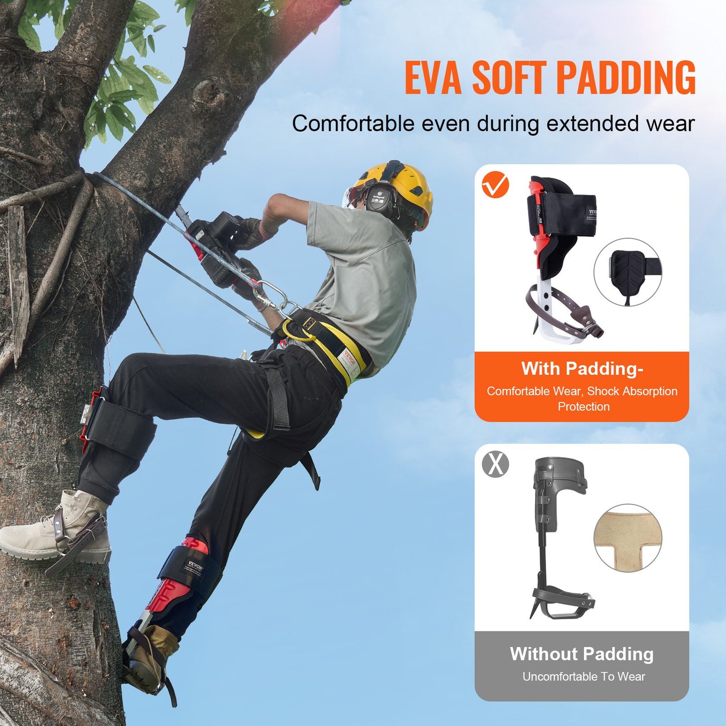 Tree Climbing Spikes for Arborist Tree Maintenance Aluminum Gear Red