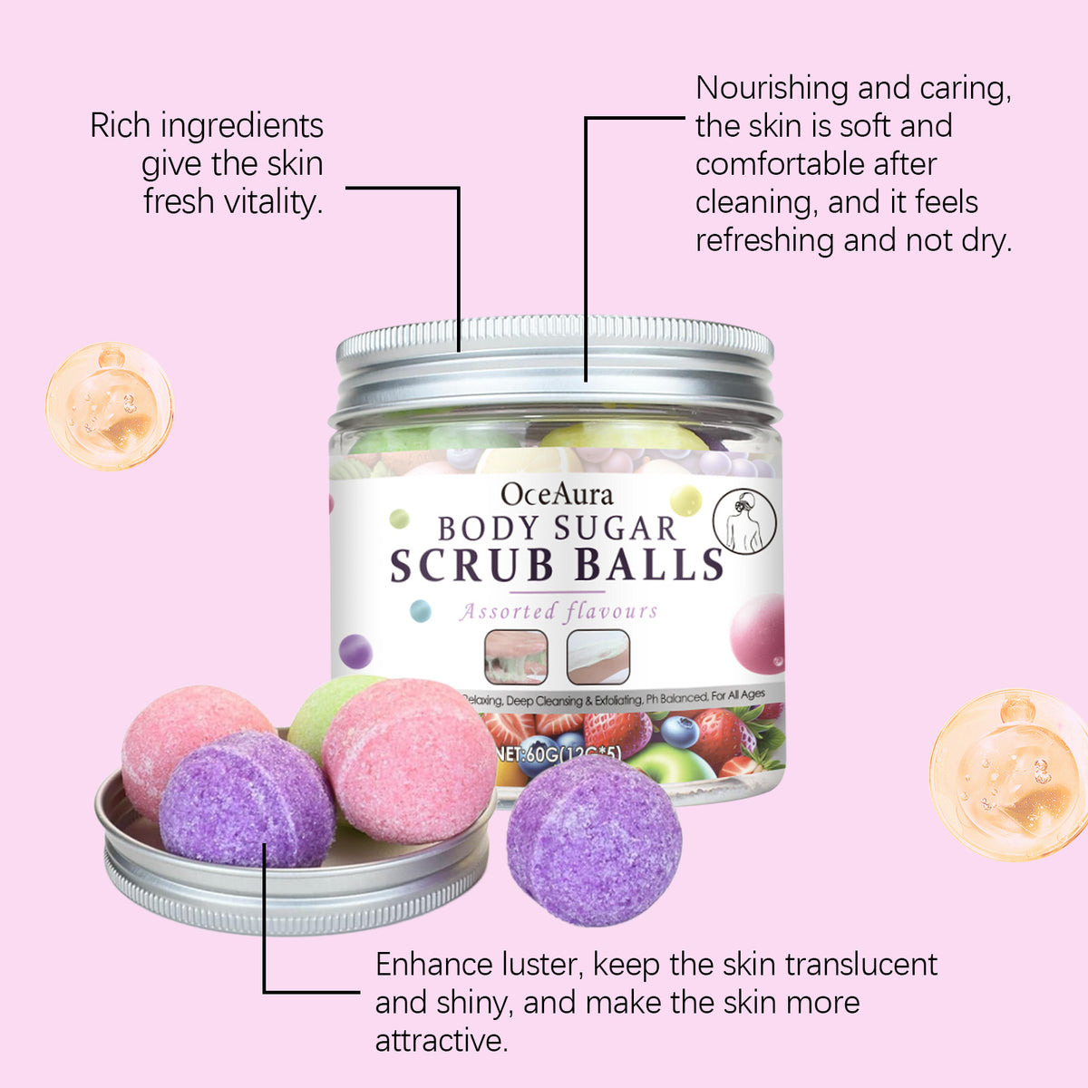 OCEAURA Exfoliating Dull Polish Bead Gentle Cleansing Care Silky Skin
