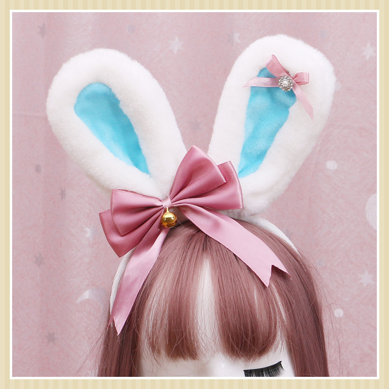 Animal Ears Headband with Bowknot Plush Rabbit Design for Cosplay & Fashion