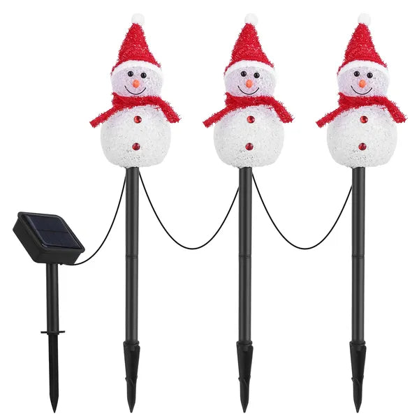 Solar Powered Snowman Stake Light - Waterproof LED Christmas Decor