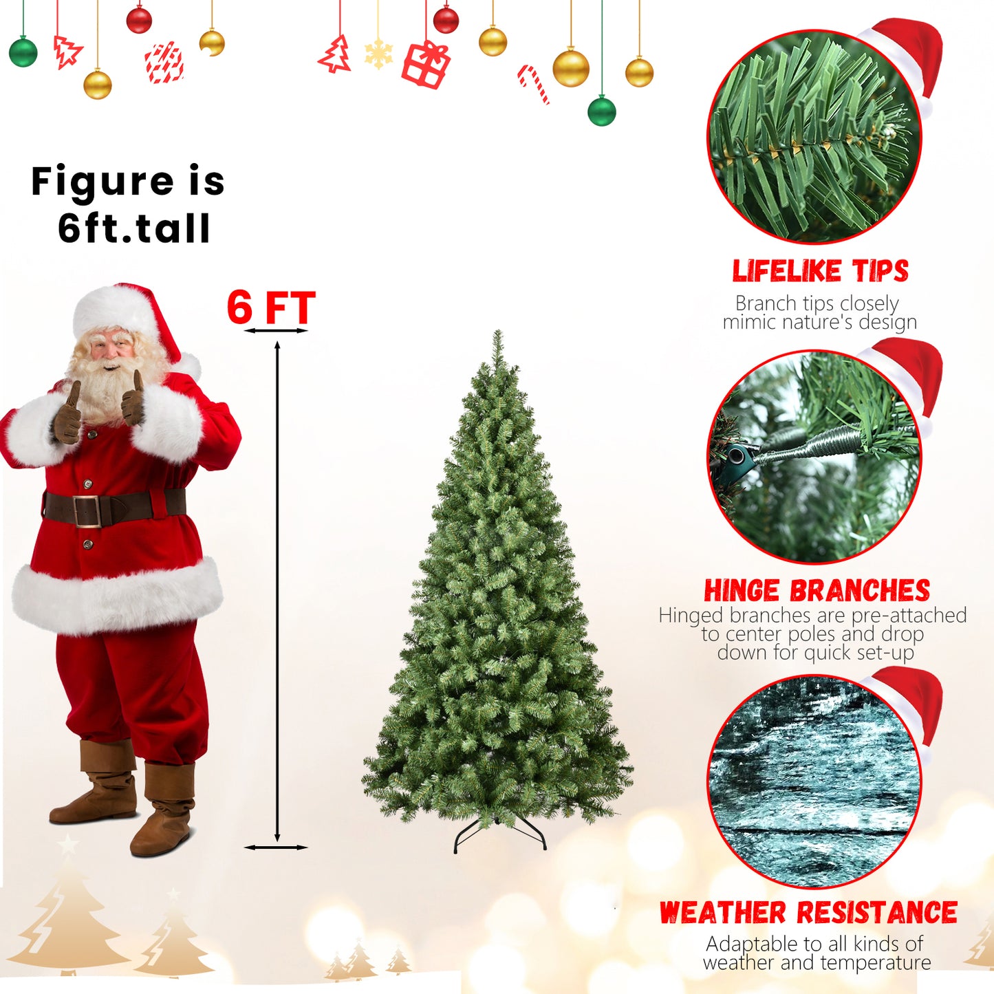 Prelit PVC Christmas Tree - Multiple Heights Available