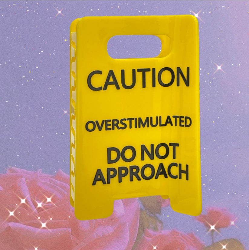 Warning Sign Hair Clip - Caution Fan-Shaped PVC Hair Accessory