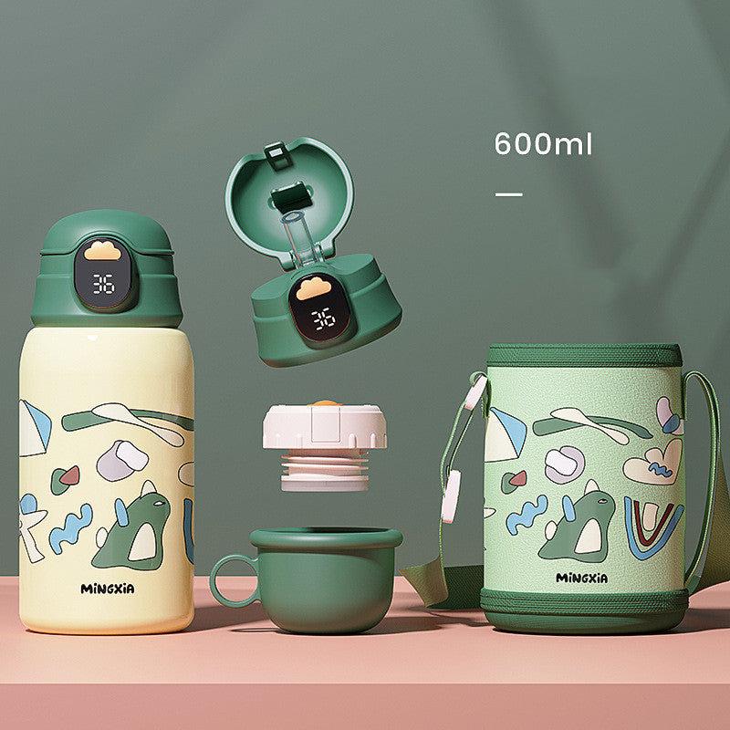 Children's Insulated Stainless Steel Water Cup with Bouncing Lid - 500-600ML
