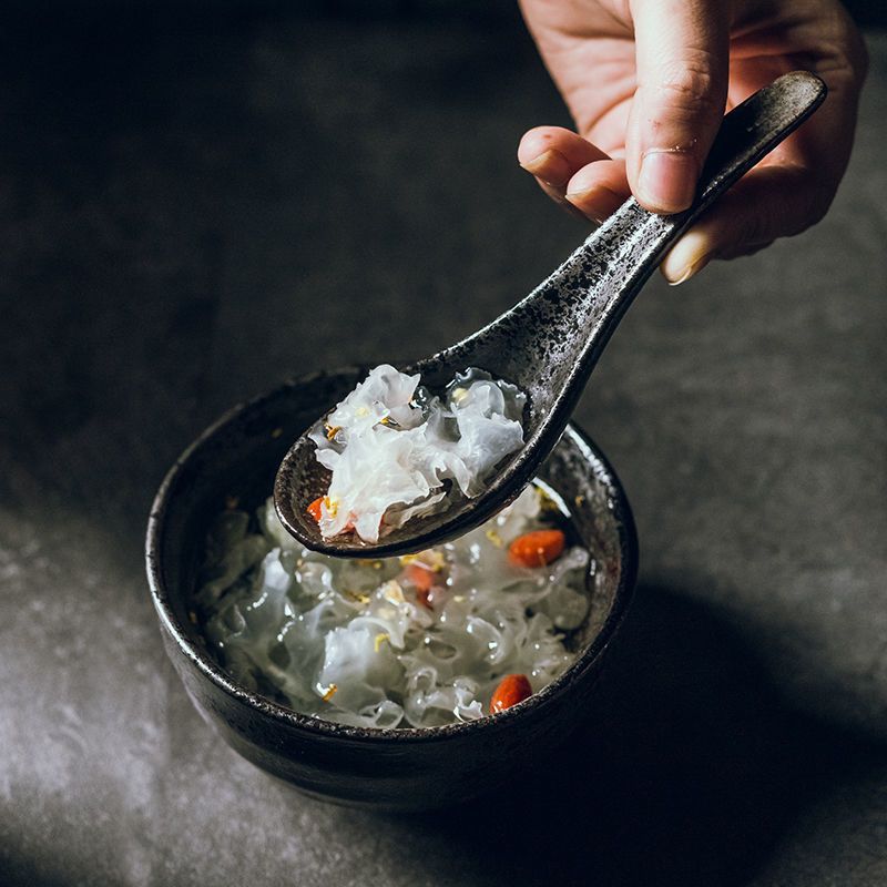 Ceramic Ramen Noodle Spoon - Bent Chinese Style Kitchen Utensil