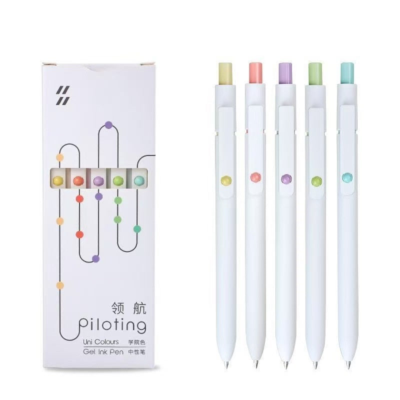 Neutral Refill Pen Set - 0.5mm Tip, Gradient & Morandi Colors, 5 Pieces