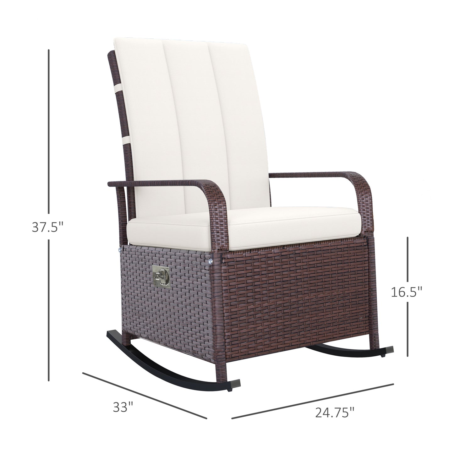 Outdoor PE Rattan Rocking Recliner with Adjustable Footrest - Beige