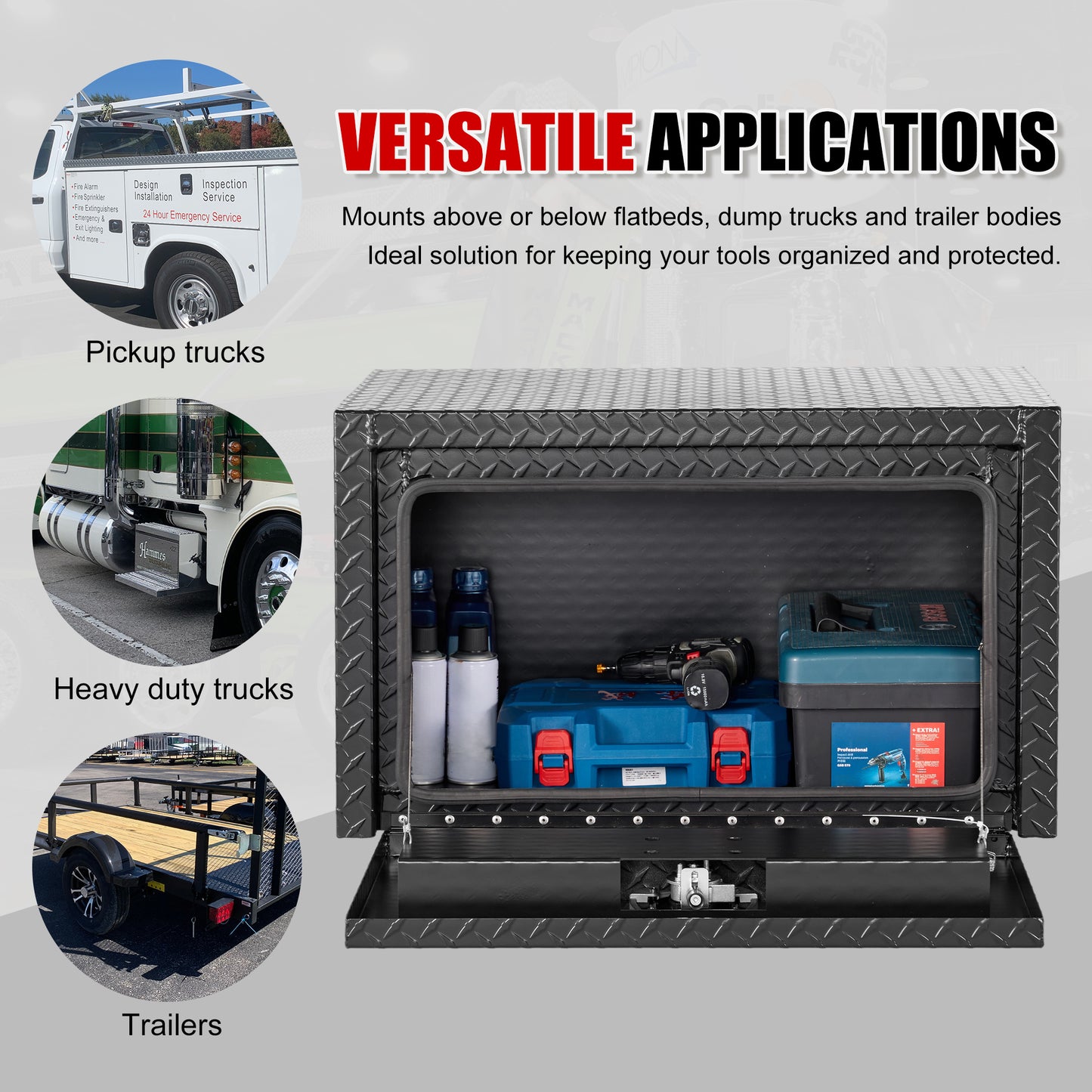 30 Inch Heavy Duty Aluminum Truck Tool Box - Waterproof Black