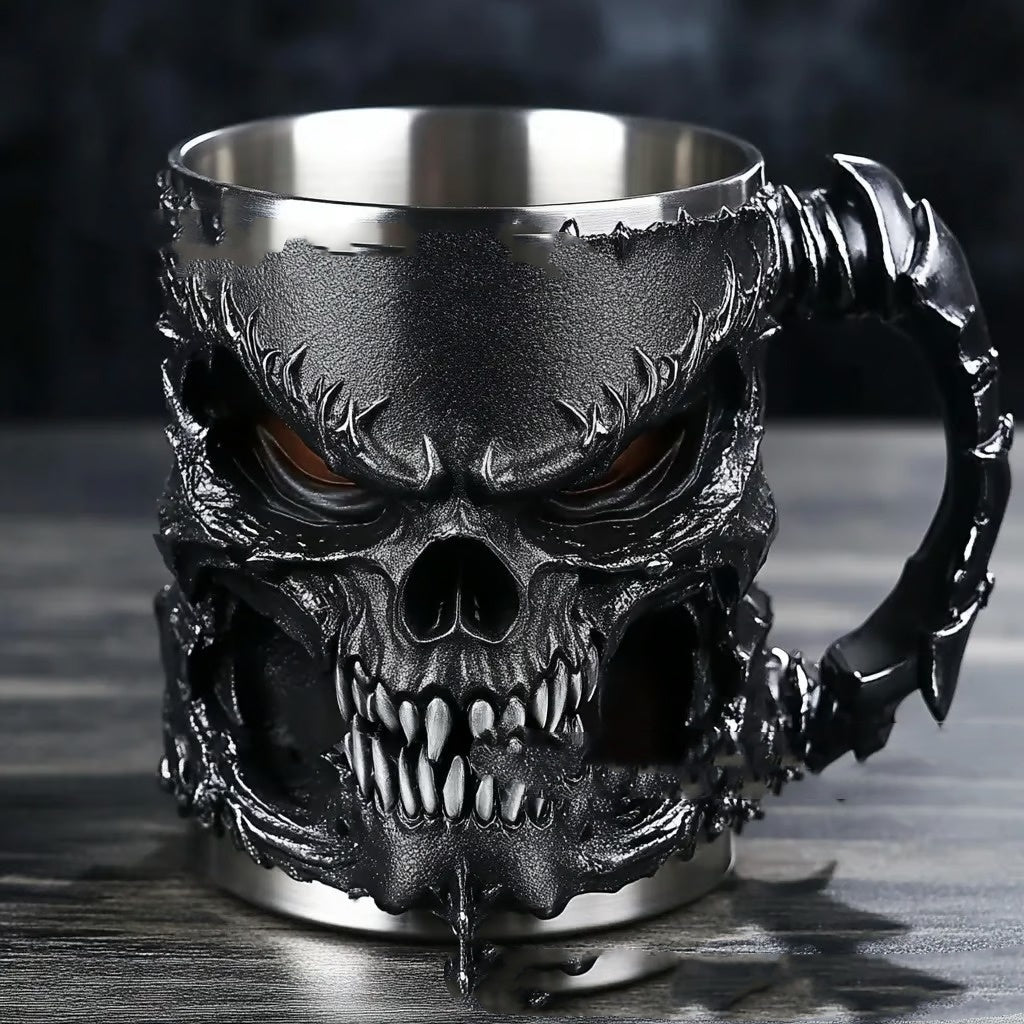 Dark Skeleton Mug - Unique Human Skull Coffee Cup for Home & Kitchen